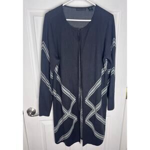 Preswick & Moore Women's Long Cardigan Sweater Gray, Hook and Eye Closure